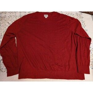 St Johns Bay Sweater Mens 2XL Burgundy V Neck Pullover Casual Comfort